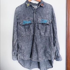 Acid-Washed Chainstitch Embroidery Shirt